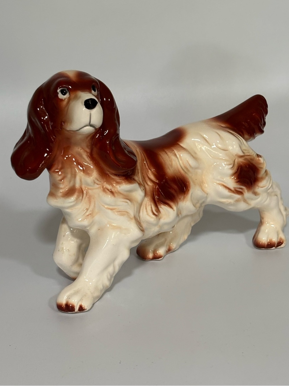 Vintage Large Ceramic Springer Cavalier Cocker Spaniel Walking Dog Figurine 10"